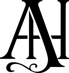 Monogram with the letters A and H: an elegant and minimalist design, with the two letters superposed in a classic typography.