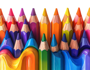 colored pencils on white background