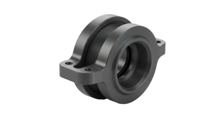 Close up of a gray metal industrial part on a white background , transparent png