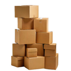 Fototapeta premium Stacked Cardboard Boxes on Transparent Background.