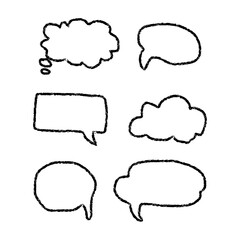 Hand Drawn Crayon Doodle Speech Cloud Frame. Chalk Texture Talk Balloon Vector Illustration on White Background