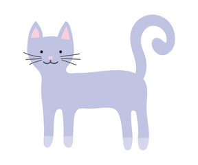 Set with cute cats isolated on white background. Vector illustration