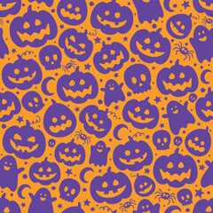 Cute Halloween seamless pattern with pumpkins. Background design. Vector illustration