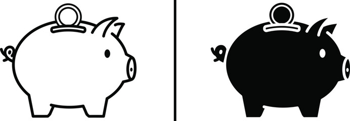 Piggy Bank Icon, Saving Money and Financial Security Vector