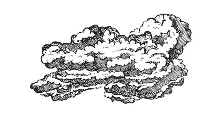 Set of clouds in hand drawn vintage retro style isolated on white background. Cartoon design elements. Vector illustration.	