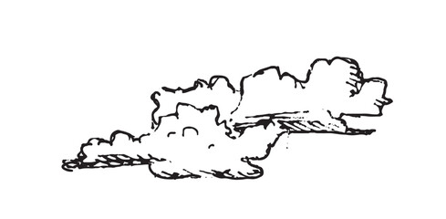 Set of clouds in hand drawn vintage retro style isolated on white background. Cartoon design elements. Vector illustration.	