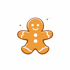 Cute Smiling Gingerbread Man Holiday Icon