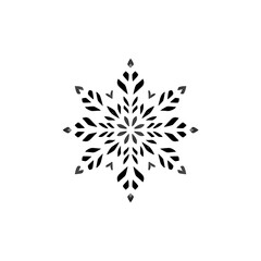 intricate abstract black and white geometric snowflake silhouette design