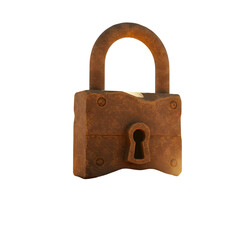 Realistic Old Rusty Padlock Isolated on Black Background