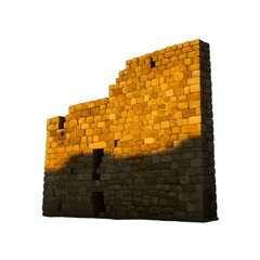 Realistic Old Stone Wall Structure Golden Hour Lighting Isolated