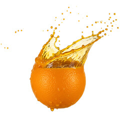 Realistic Orange Splash Refreshing Orange Juice Citrus Fruit Transparent Background