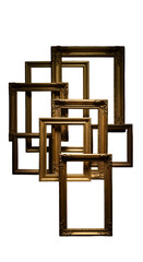 Realistic ornate golden picture frames with black background