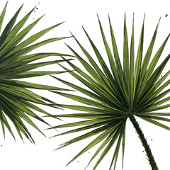 Realistic Palm Leaves Isolated Transparent Background