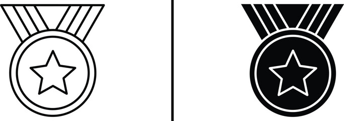 Medal Icon with Star, Achievement Award Vector