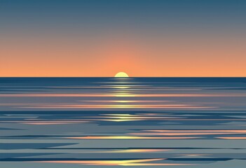 Fototapeta premium Serene sunset over calm sea with gentle horizon glow
