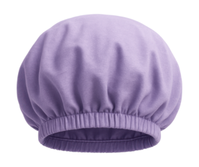 Lavender bouffant cap featuring an elastic band for a secure fit.