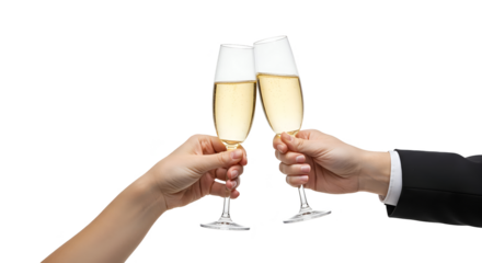 Realistic PNG Two Hands Clinking Champagne Glasses Celebration Toast