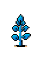 Obraz premium Pixel Art Blue Plant Retro Game Asset Illustration