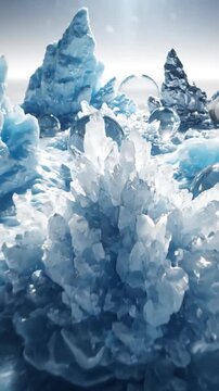 北極の氷冠、淡いグレーのグラデーションを背景にした見事なパノラマ写真