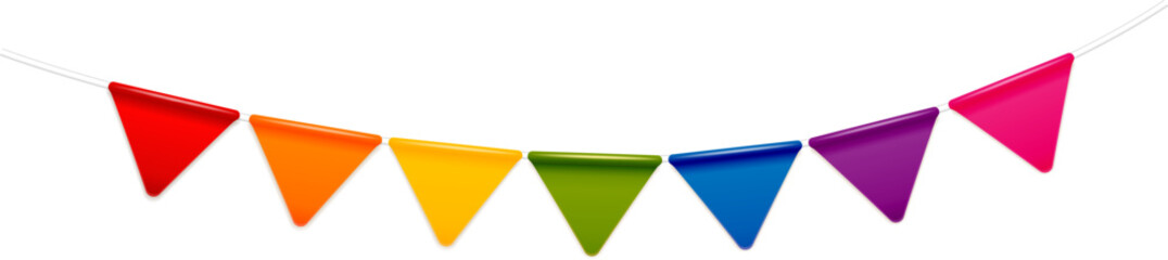 Set of colorful realistic party flags