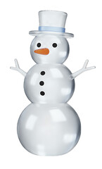 3D Rendered Glass Snowman Icon with Top Hat