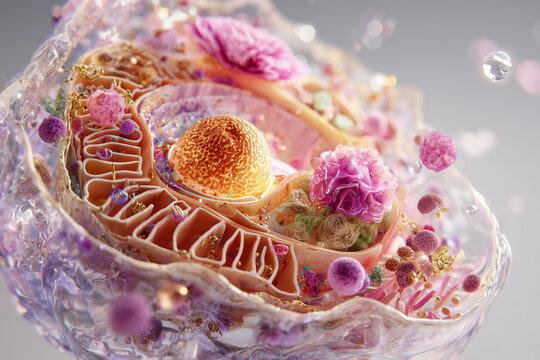 3D-Illustration einer tierischen Zelle mit Organellen - Abstrakt