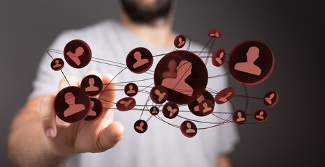 Conceptual image shows a network connection, highlighting teamwork, collaboration, and social...