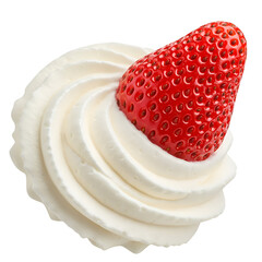 Realistic Strawberry Swirl Whipped Cream Isolated on Transparent Background