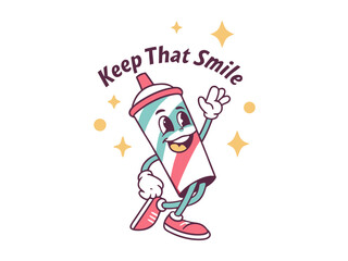 Cheerful Cartoon Toothpaste Tube Character Encouraging Positivity with the Phrase Keep That Smile toothpaste