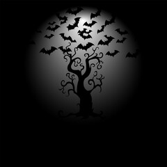 Halloween background white with silhouettes of bats and ghost pumpkins eps 10