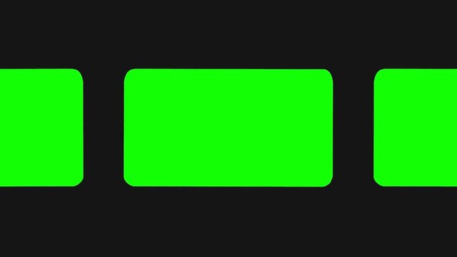 Slideshow seamless loop with green screen alpha channel, and blue screen. Frame transition effect for videos and photos. 2D animation loop set HD.
