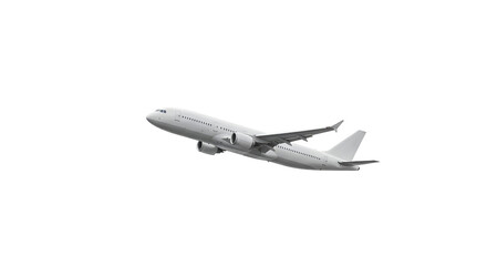 Realistic White Airplane Ascending Isolated Transparent Background