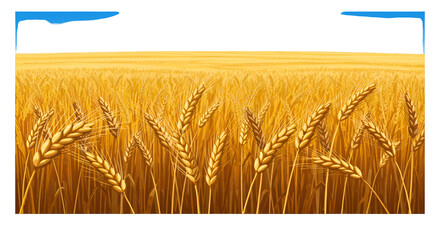 Realistic Wheat Field Illustration Golden Yellow Spikes Sunshine