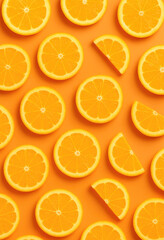 Vibrant orange slices pattern on bright background