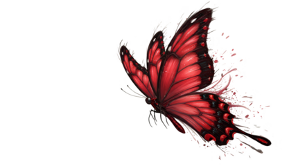 Red Butterfly Illustration Isolated Transparent Background Vibrant Detail