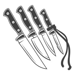 set of kitchen knives