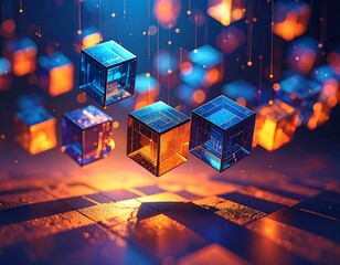Digital cubes suspended in light