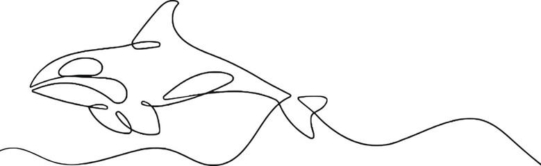 A vector illustration of a black silhouette of a fish and a white shark for computer design decoration