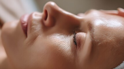 Naklejka premium selfcare. Close-up of a relaxing facial spa treatment with gentle ambient lighting. lifestyle magazines, social media lookbooks, designed for lifestyle magazines and social media content.