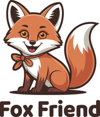 A cute cartoon red fox character vector illustration holding a funny blank sign for your wildlife design