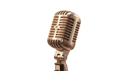 Retro Microphone Isolated Realistic Object on Black Background