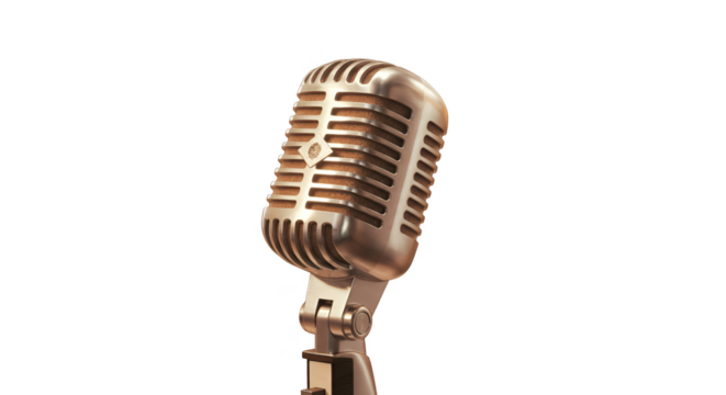 Retro Microphone Isolated Realistic Object on Black Background