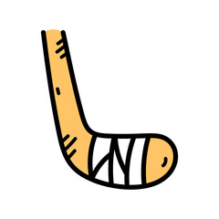 Hand Drawn Hockey Stick Doodle With White Tape On Transparent Background Sport Themed Illustration