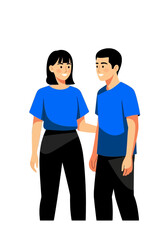 Obraz premium Happy Couple Standing Together Flat Vector Illustration