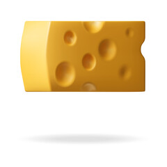 A Yellow Cheese Wedge With Holes On A Transparent Background With Soft Shadow And Subtle Lighting Creating Depth