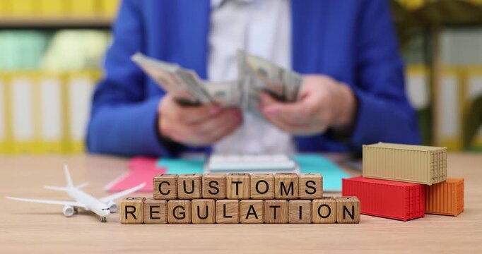 Understanding customs regulation at a busy office in the afternoon with cash handling and paperwork involved