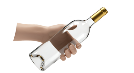 Transparent PNG Realistic Hand Holding Wine Bottle Isolated