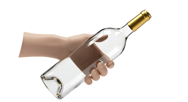 Transparent PNG Realistic Hand Holding Wine Bottle Isolated