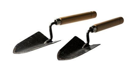 Two Garden Trowels Isolated Black Background Photo