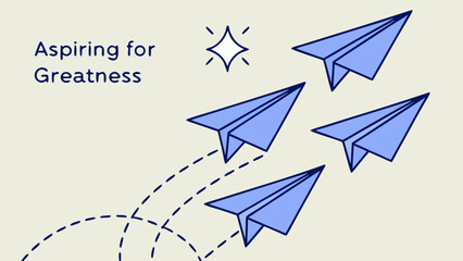 Paper Airplanes Flying Towards a Shining Star Concept of Success Goals and Aspirations.